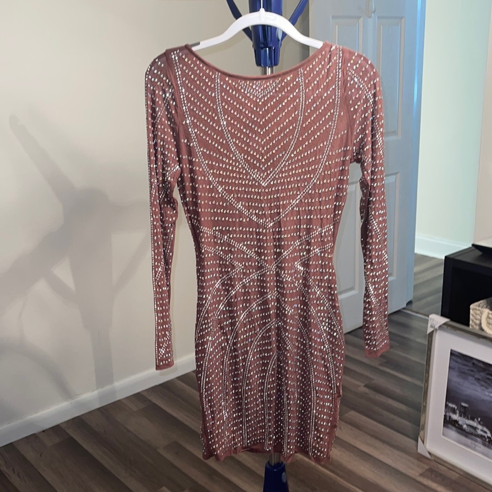 Fashion Nova brown sequin/ rhinestone dress